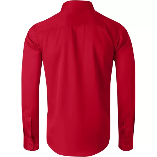 Alimens &amp; Gentle Men's Dress Shirts Long Sleeve Wrinkle-Free Stretch Shirts Solid Formal Button Down Shirt with Pocket