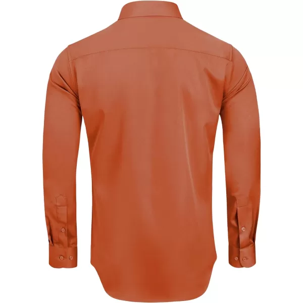 Alimens &amp; Gentle Men's Dress Shirts Long Sleeve Wrinkle-Free Stretch Shirts Solid Formal Button Down Shirt with Pocket