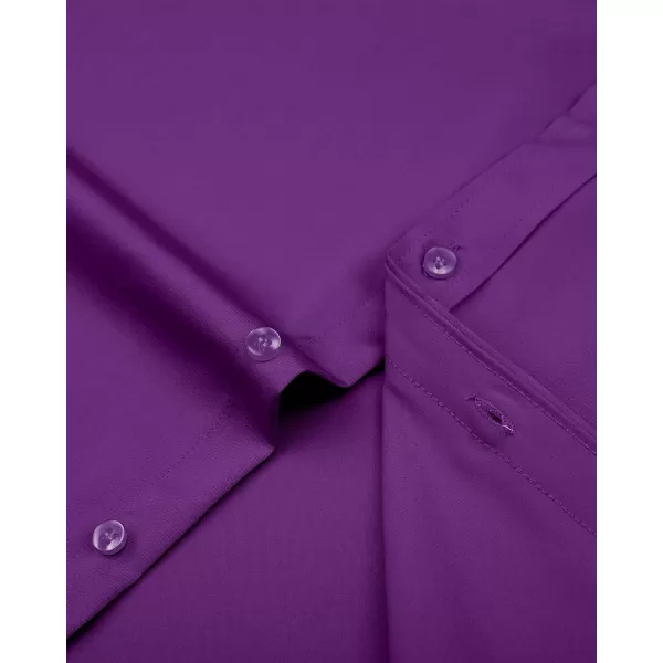 Alimens &amp; Gentle Men's Dress Shirts Long Sleeve Wrinkle-Free Stretch Shirts Solid Formal Button Down Shirt with Pocket