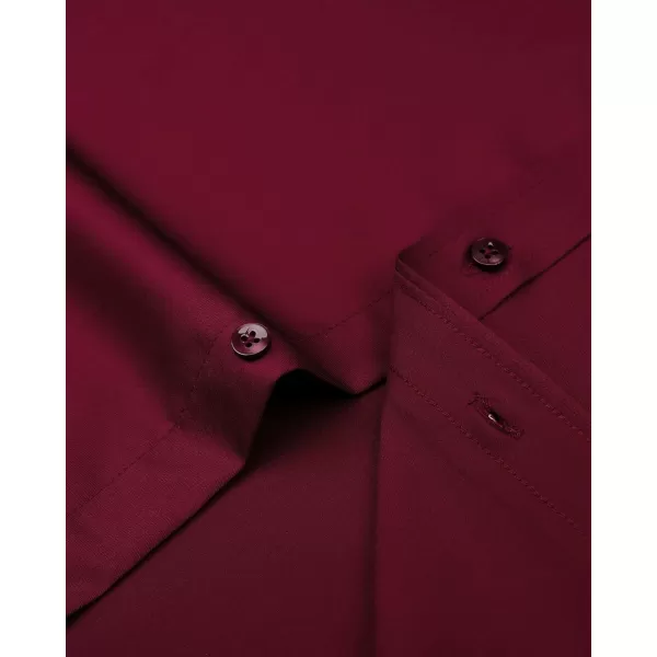 Alimens &amp; Gentle Men's Dress Shirts Long Sleeve Wrinkle-Free Stretch Shirts Solid Formal Button Down Shirt with Pocket