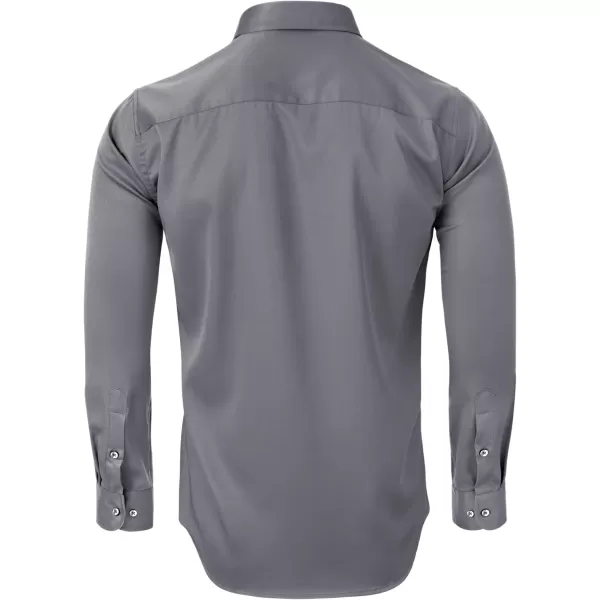 Alimens &amp; Gentle Men's Dress Shirts Long Sleeve Wrinkle-Free Stretch Shirts Solid Formal Button Down Shirt with Pocket