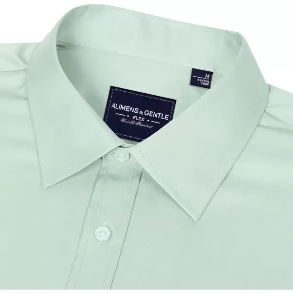 Alimens &amp; Gentle Men's Dress Shirts Long Sleeve Wrinkle-Free Stretch Shirts Solid Formal Button Down Shirt with Pocket
