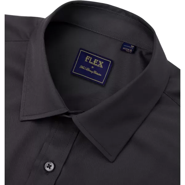 Alimens &amp; Gentle Men's Dress Shirts Long Sleeve Wrinkle-Free Stretch Shirts Solid Formal Button Down Shirt with Pocket