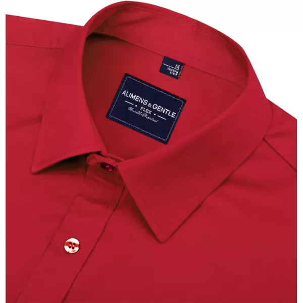 Alimens &amp; Gentle Men's Dress Shirts Long Sleeve Wrinkle-Free Stretch Shirts Solid Formal Button Down Shirt with Pocket
