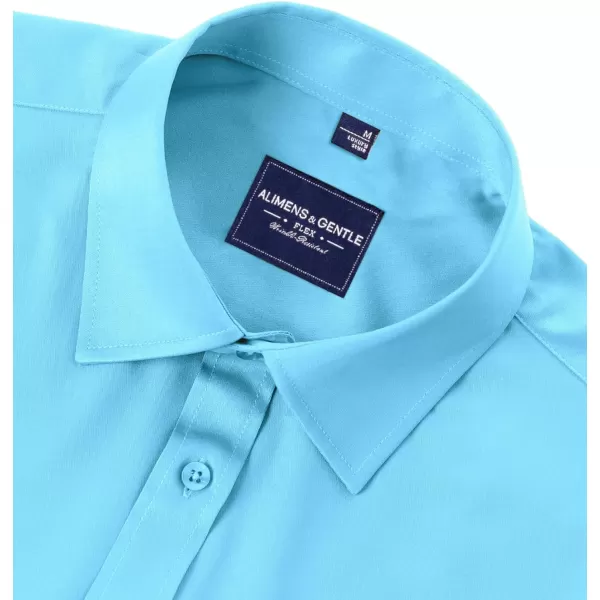 Alimens &amp; Gentle Men's Dress Shirts Long Sleeve Wrinkle-Free Stretch Shirts Solid Formal Button Down Shirt with Pocket