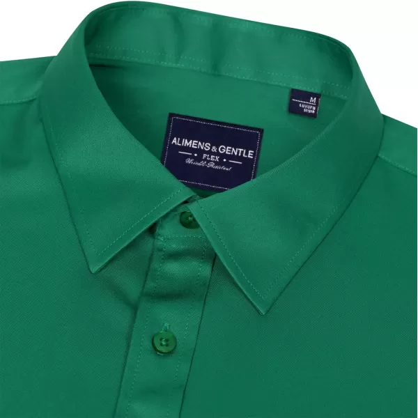 Alimens &amp; Gentle Men's Dress Shirts Long Sleeve Wrinkle-Free Stretch Shirts Solid Formal Button Down Shirt with Pocket