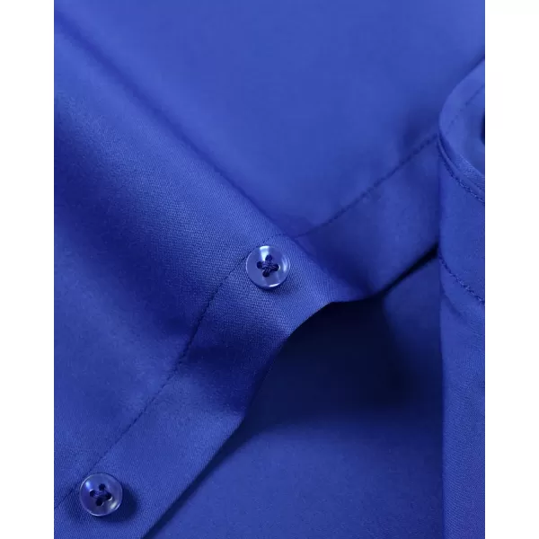 Alimens &amp; Gentle Men's Dress Shirts Long Sleeve Wrinkle-Free Stretch Shirts Solid Formal Button Down Shirt with Pocket