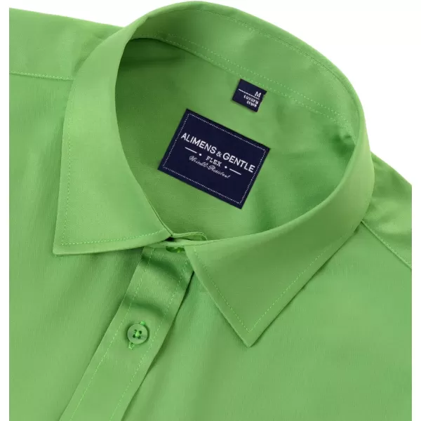 Alimens &amp; Gentle Men's Dress Shirts Long Sleeve Wrinkle-Free Stretch Shirts Solid Formal Button Down Shirt with Pocket