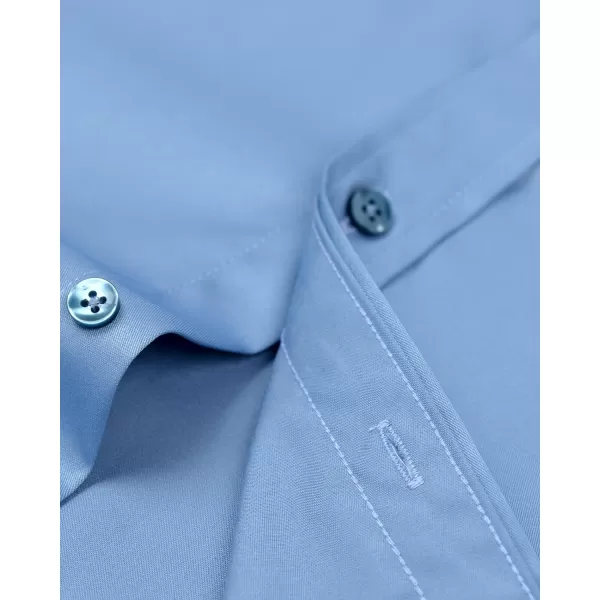Alimens &amp; Gentle Men's Dress Shirts Long Sleeve Wrinkle-Free Stretch Shirts Solid Formal Button Down Shirt with Pocket