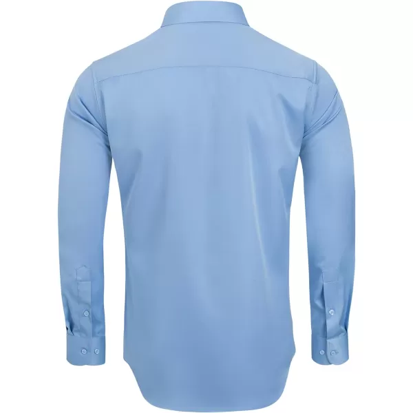 Alimens &amp; Gentle Men's Dress Shirts Long Sleeve Wrinkle-Free Stretch Shirts Solid Formal Button Down Shirt with Pocket