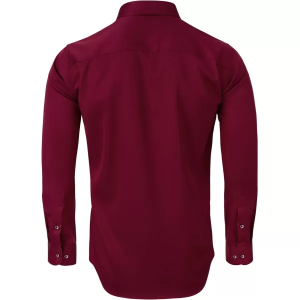 Alimens &amp; Gentle Men's Dress Shirts Long Sleeve Wrinkle-Free Stretch Shirts Solid Formal Button Down Shirt with Pocket