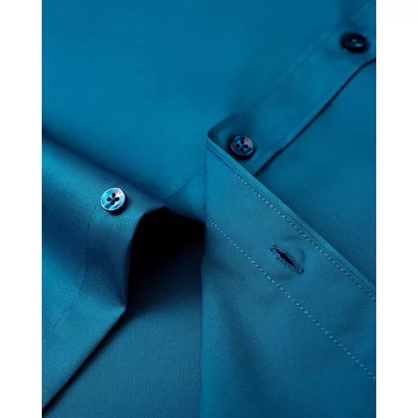 Alimens &amp; Gentle Men's Dress Shirts Long Sleeve Wrinkle-Free Stretch Shirts Solid Formal Button Down Shirt with Pocket