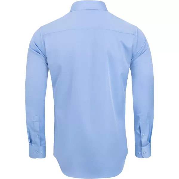 Alimens &amp; Gentle Men's Dress Shirts Long Sleeve Wrinkle-Free Stretch Shirts Solid Formal Button Down Shirt with Pocket