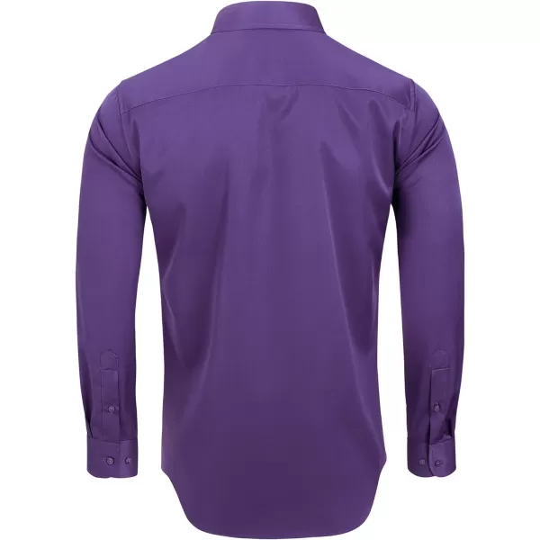 Alimens &amp; Gentle Men's Dress Shirts Long Sleeve Wrinkle-Free Stretch Shirts Solid Formal Button Down Shirt with Pocket