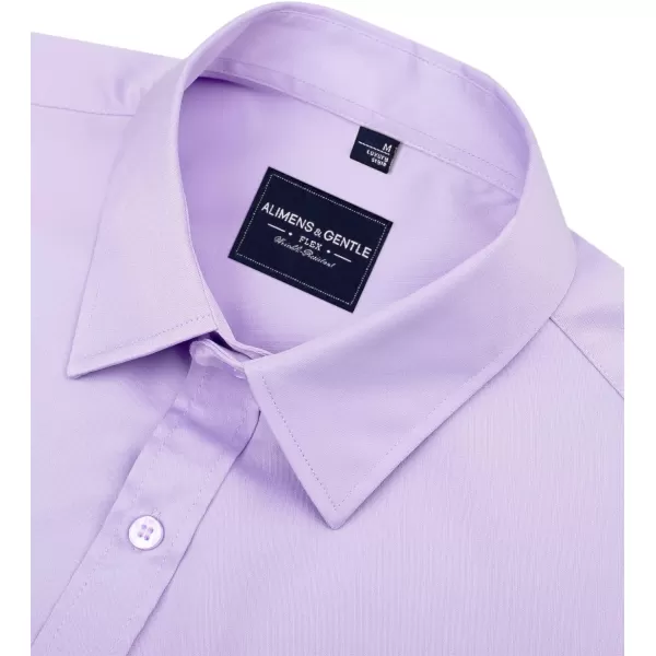 Alimens &amp; Gentle Men's Dress Shirts Long Sleeve Wrinkle-Free Stretch Shirts Solid Formal Button Down Shirt with Pocket