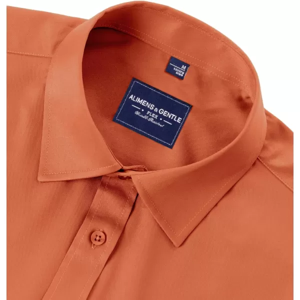 Alimens &amp; Gentle Men's Dress Shirts Long Sleeve Wrinkle-Free Stretch Shirts Solid Formal Button Down Shirt with Pocket