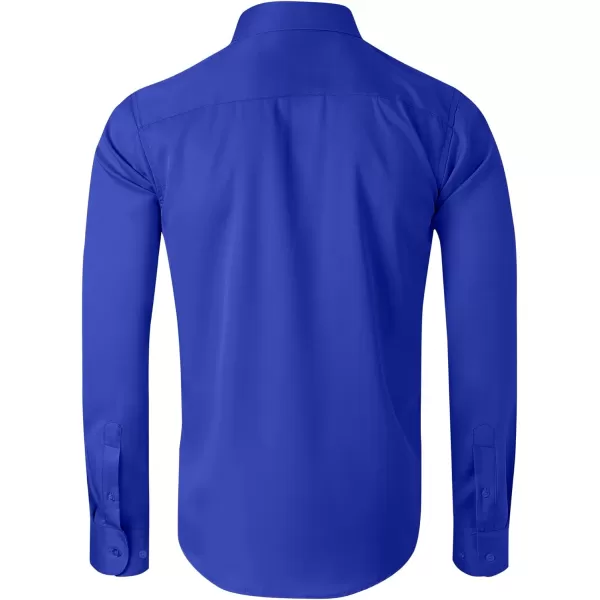 Alimens &amp; Gentle Men's Dress Shirts Long Sleeve Wrinkle-Free Stretch Shirts Solid Formal Button Down Shirt with Pocket