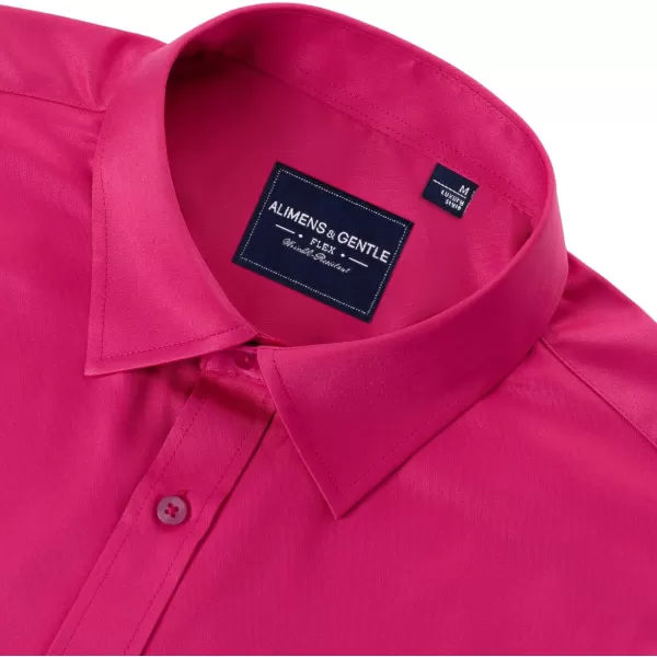 Alimens &amp; Gentle Men's Dress Shirts Long Sleeve Wrinkle-Free Stretch Shirts Solid Formal Button Down Shirt with Pocket