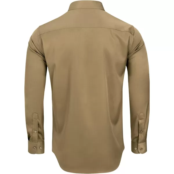 Alimens &amp; Gentle Men's Dress Shirts Long Sleeve Wrinkle-Free Stretch Shirts Solid Formal Button Down Shirt with Pocket
