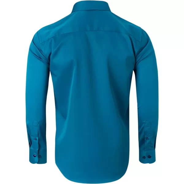 Alimens &amp; Gentle Men's Dress Shirts Long Sleeve Wrinkle-Free Stretch Shirts Solid Formal Button Down Shirt with Pocket