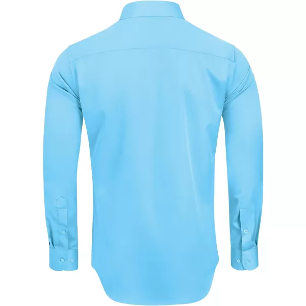 Alimens &amp; Gentle Men's Dress Shirts Long Sleeve Wrinkle-Free Stretch Shirts Solid Formal Button Down Shirt with Pocket
