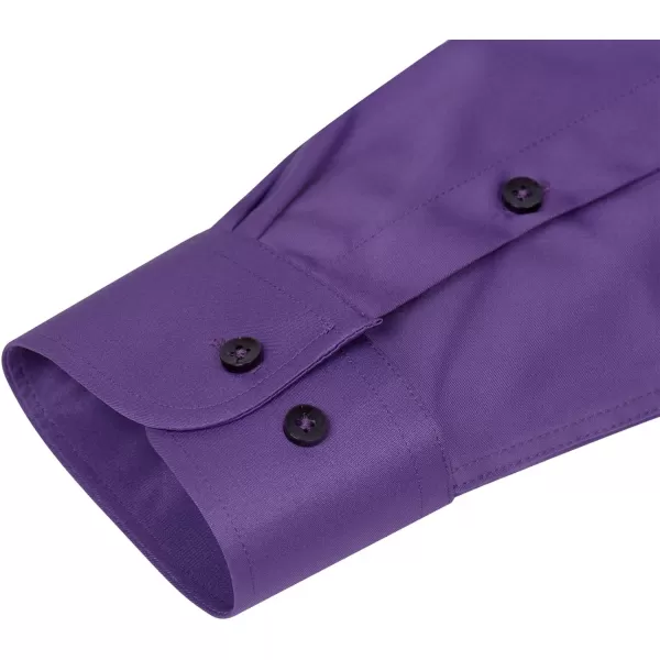 Alimens &amp; Gentle Men's Dress Shirts Long Sleeve Wrinkle-Free Stretch Shirts Solid Formal Button Down Shirt with Pocket