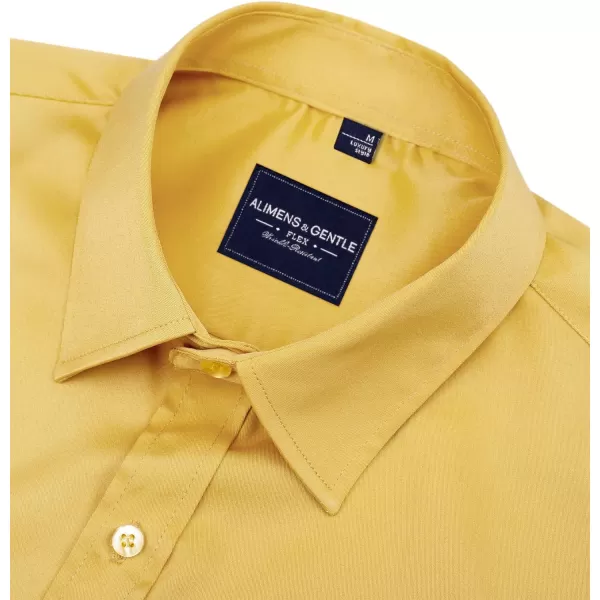 Alimens &amp; Gentle Men's Dress Shirts Long Sleeve Wrinkle-Free Stretch Shirts Solid Formal Button Down Shirt with Pocket