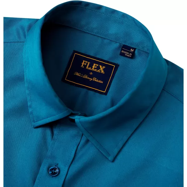 Alimens &amp; Gentle Men's Dress Shirts Long Sleeve Wrinkle-Free Stretch Shirts Solid Formal Button Down Shirt with Pocket