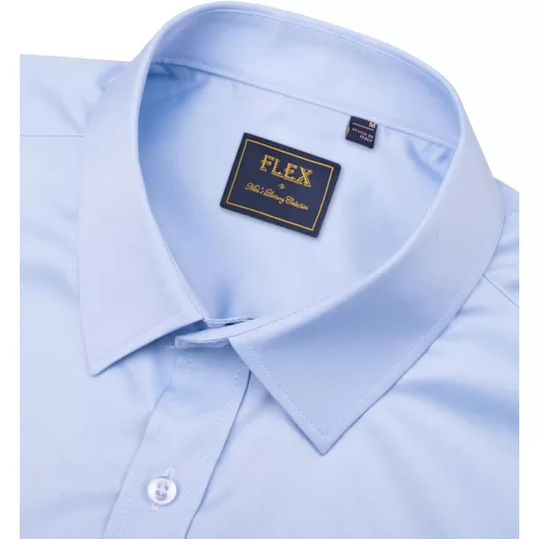 Alimens &amp; Gentle Men's Dress Shirts Long Sleeve Wrinkle-Free Stretch Shirts Solid Formal Button Down Shirt with Pocket
