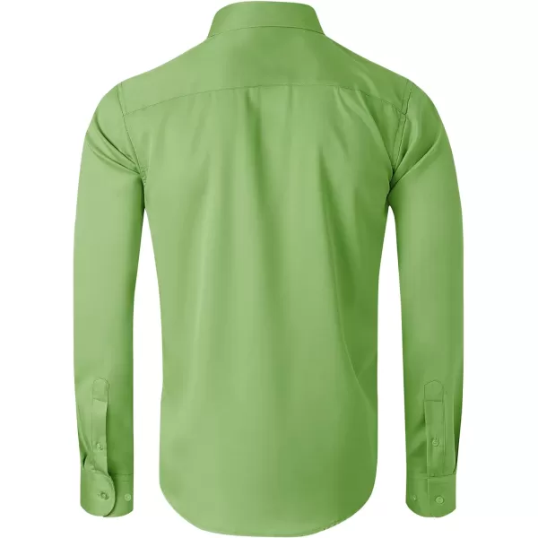 Alimens &amp; Gentle Men's Dress Shirts Long Sleeve Wrinkle-Free Stretch Shirts Solid Formal Button Down Shirt with Pocket