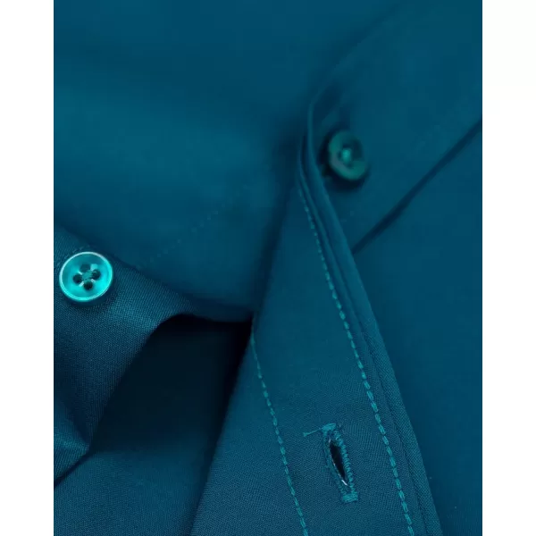 Alimens &amp; Gentle Men's Dress Shirts Long Sleeve Wrinkle-Free Stretch Shirts Solid Formal Button Down Shirt with Pocket