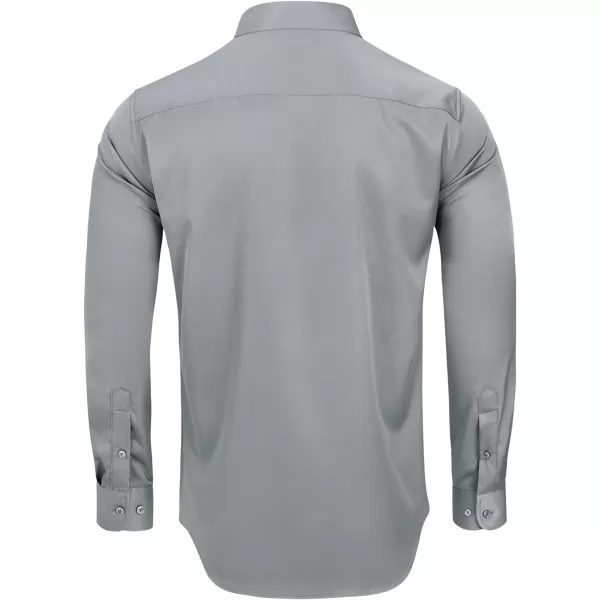 Alimens &amp; Gentle Men's Dress Shirts Long Sleeve Wrinkle-Free Stretch Shirts Solid Formal Button Down Shirt with Pocket