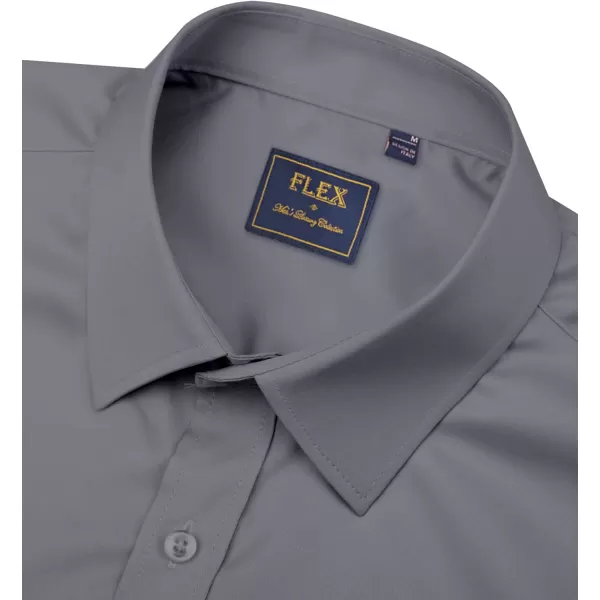 Alimens &amp; Gentle Men's Dress Shirts Long Sleeve Wrinkle-Free Stretch Shirts Solid Formal Button Down Shirt with Pocket