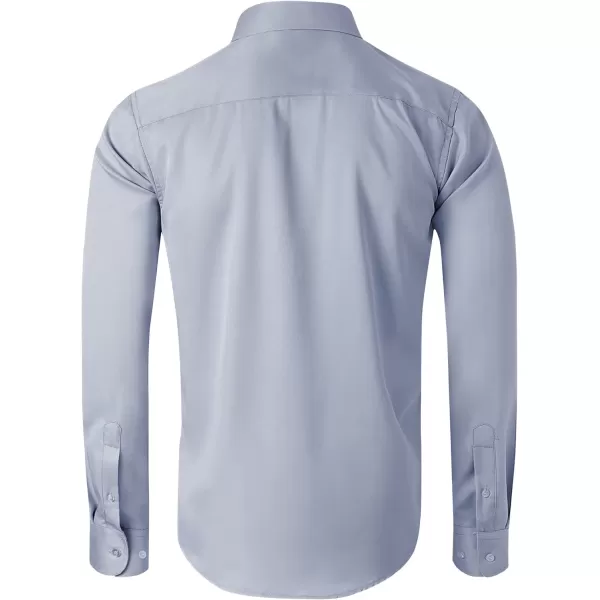 Alimens &amp; Gentle Men's Dress Shirts Long Sleeve Wrinkle-Free Stretch Shirts Solid Formal Button Down Shirt with Pocket