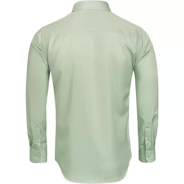 Alimens &amp; Gentle Men's Dress Shirts Long Sleeve Wrinkle-Free Stretch Shirts Solid Formal Button Down Shirt with Pocket