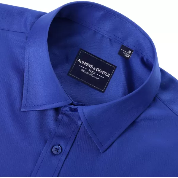 Alimens &amp; Gentle Men's Dress Shirts Long Sleeve Wrinkle-Free Stretch Shirts Solid Formal Button Down Shirt with Pocket
