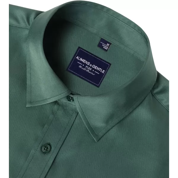Alimens &amp; Gentle Men's Dress Shirts Long Sleeve Wrinkle-Free Stretch Shirts Solid Formal Button Down Shirt with Pocket