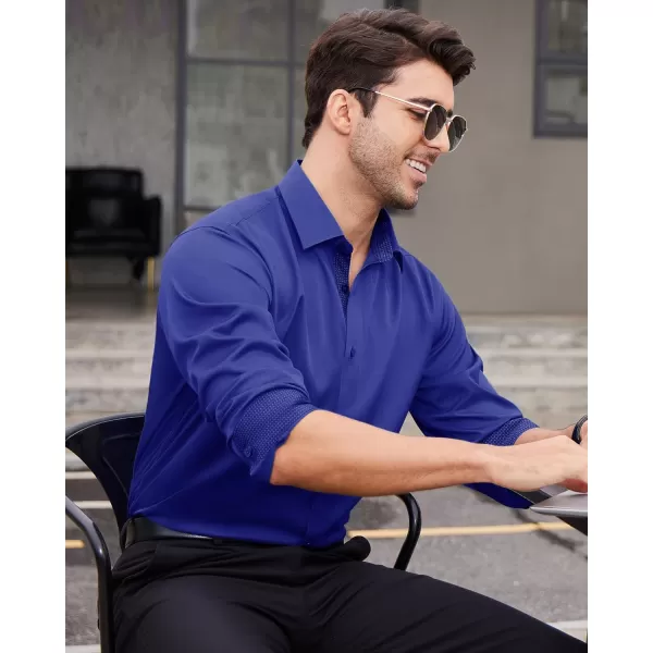 Alimens &amp; Gentle Men's Dress Shirts Long Sleeve Wrinkle-Resistant Casual Button Down Shirt