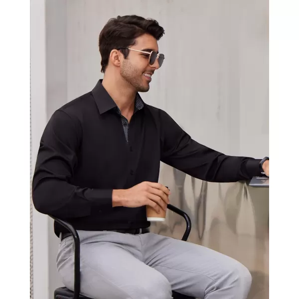 Alimens &amp; Gentle Men's Dress Shirts Long Sleeve Wrinkle-Resistant Casual Button Down Shirt
