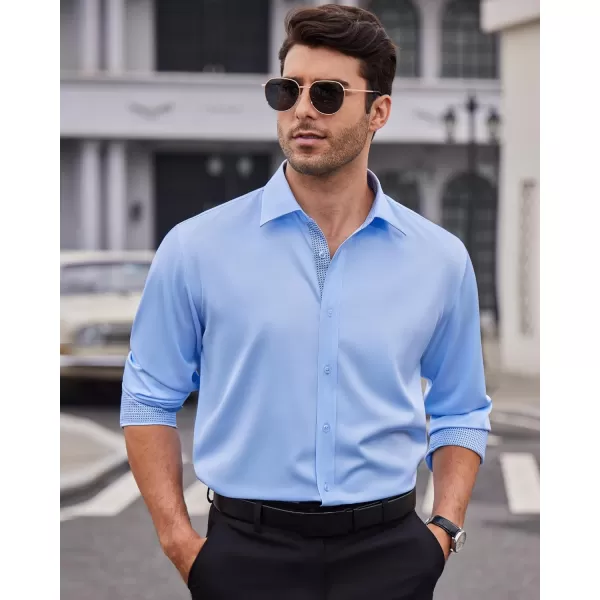 Alimens &amp; Gentle Men's Dress Shirts Long Sleeve Wrinkle-Resistant Casual Button Down Shirt