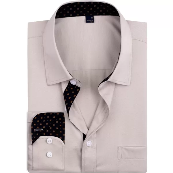 Alimens &amp; Gentle Men's Dress Shirts Long Sleeve Wrinkle-Resistant Casual Button Down Shirt