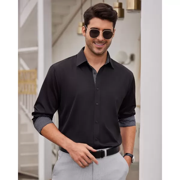 Alimens &amp; Gentle Men's Dress Shirts Long Sleeve Wrinkle-Resistant Casual Button Down Shirt