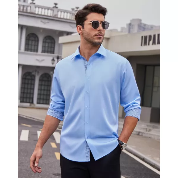 Alimens &amp; Gentle Men's Dress Shirts Long Sleeve Wrinkle-Resistant Casual Button Down Shirt