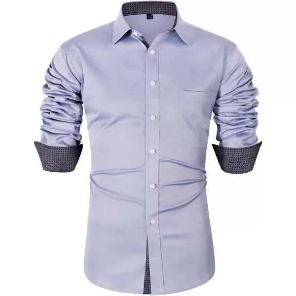 Alimens &amp; Gentle Men's Dress Shirts Long Sleeve Wrinkle-Resistant Casual Button Down Shirt