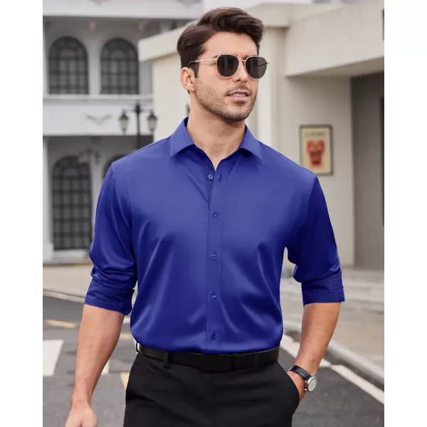 Alimens &amp; Gentle Men's Dress Shirts Long Sleeve Wrinkle-Resistant Casual Button Down Shirt