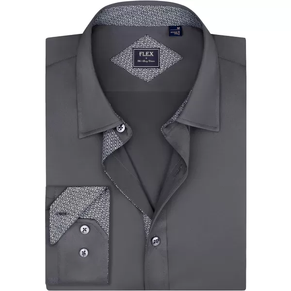 Alimens &amp; Gentle Men's Dress Shirts Long Sleeve Wrinkle-Resistant Casual Button Down Shirt