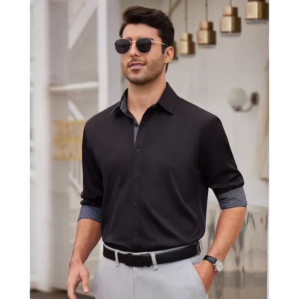Alimens &amp; Gentle Men's Dress Shirts Long Sleeve Wrinkle-Resistant Casual Button Down Shirt