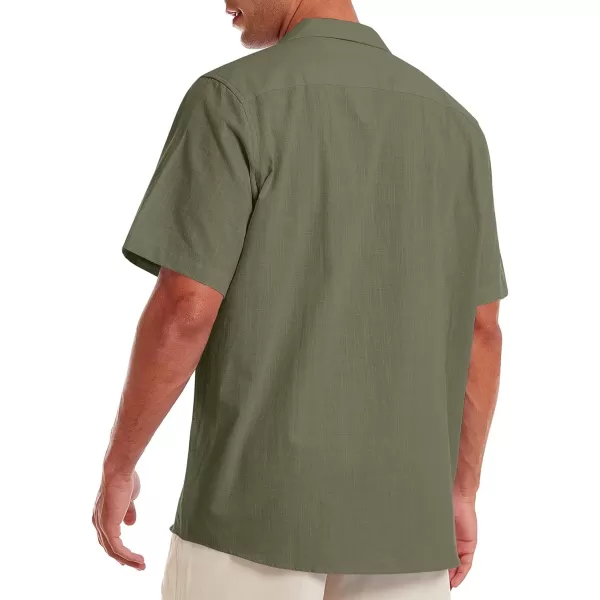 Alimens &amp; Gentle Mens Line Shirt Regular Fit Short Sleeve Hawaiian Button Down Shirt