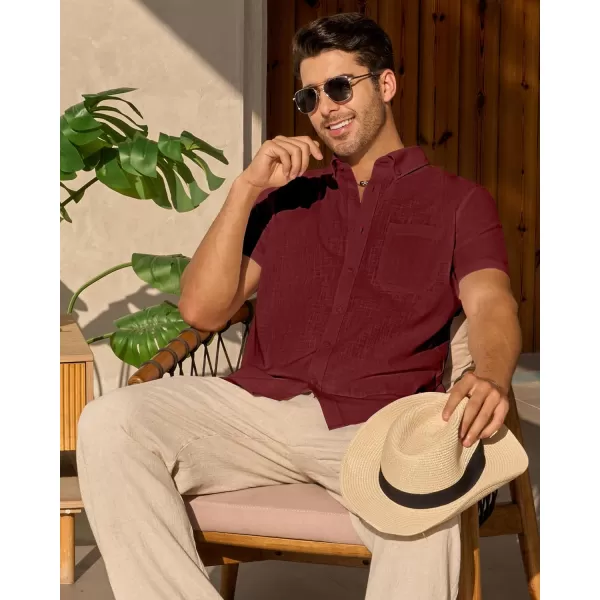 Alimens &amp; Gentle Mens Linen Shirt Short Sleeve Casual Cotton Button Down Shirts Collared Summer Beach Shirts