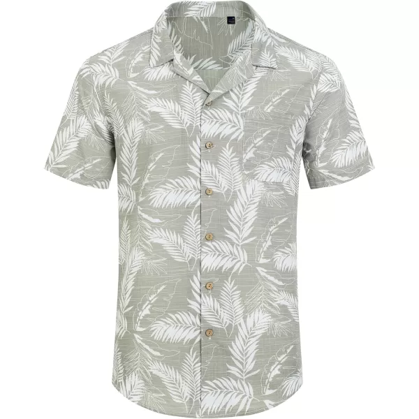 Alimens &amp; Gentle Mens Linen Shirts Cotton Hawaiian Shirts Short Sleeve Button Down Shirts Casual Summer Beach Tops